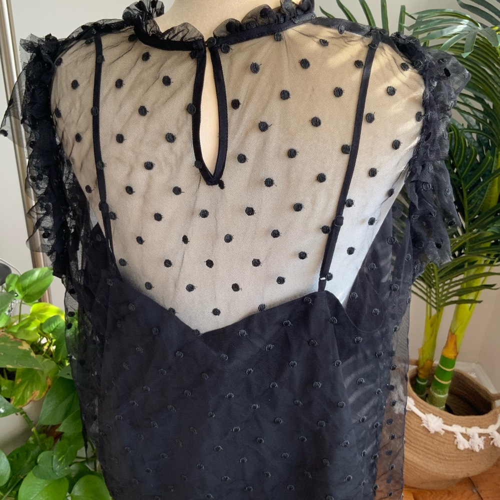 * OLD NAVY MESH POLKA DOT TOP W/CAMI XXL - Picture 2 of 4